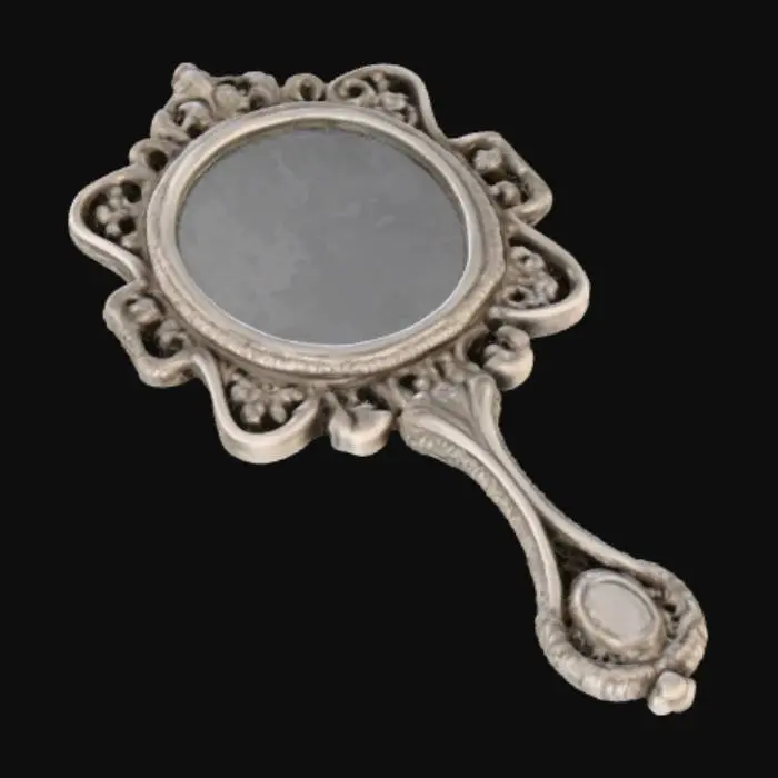3D model for A high resolution ornate silver filigree hand mirror , #PBR#
