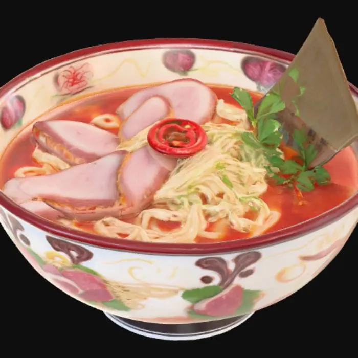 3D model for A high resolution ramen in a hand painted ramen bowl , #PBR#