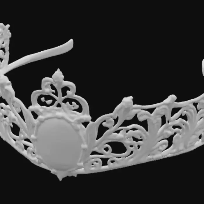3D model for A filigree tiara with an oval shaped purple alexandrite gem