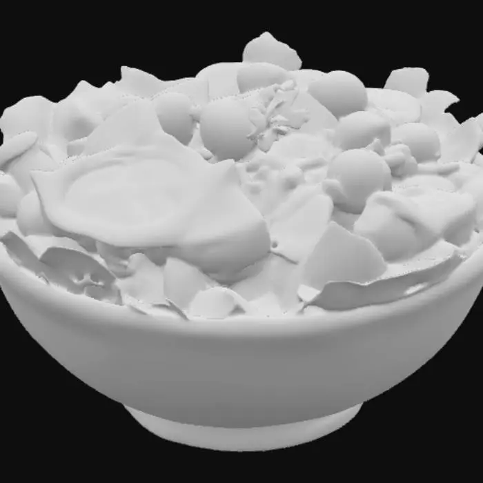 3D model for Greek salad in a hand painted ceramic bowl 