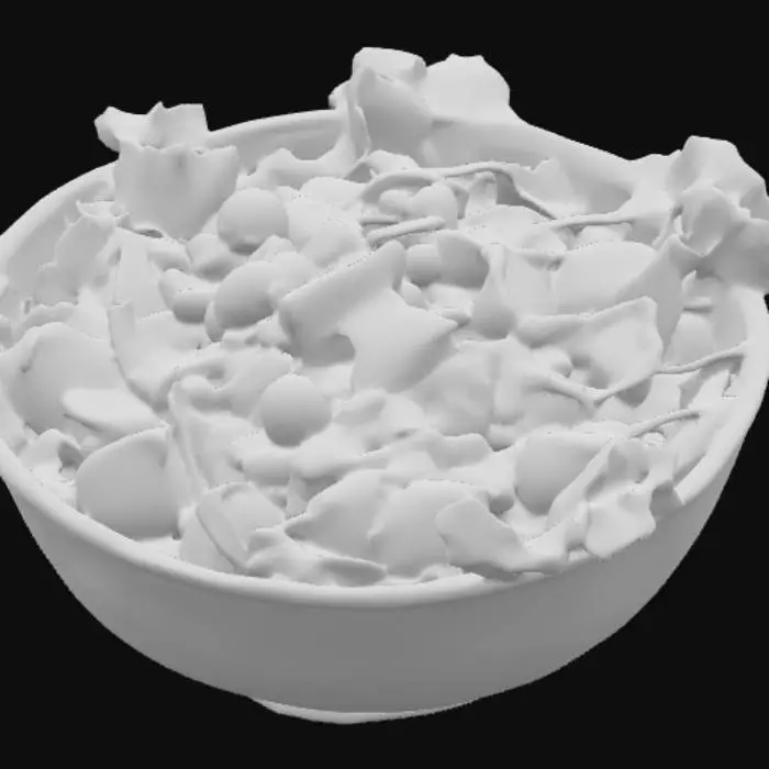 3D model for Greek salad in a hand painted ceramic bowl 