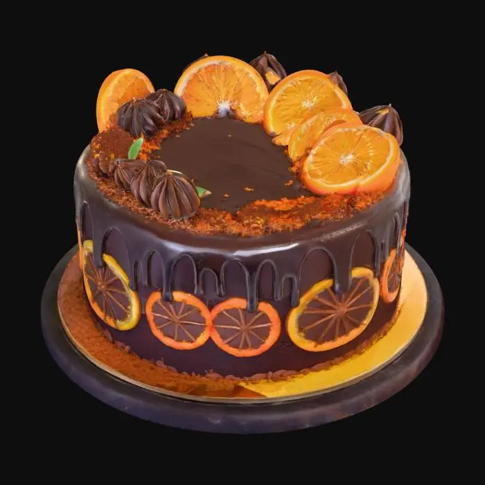 3D model for Orange Chocolate Dream Cake, #food#