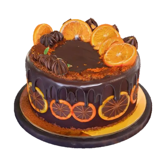 Orange Chocolate Dream Cake, #food# 3D model, vytvořený pomocí AI