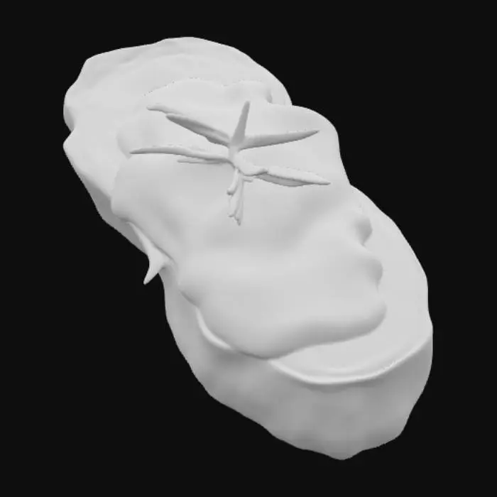 3D model for A slice of bread with orange cheddar cheese melted on it sprinkled with rosemary , #food#