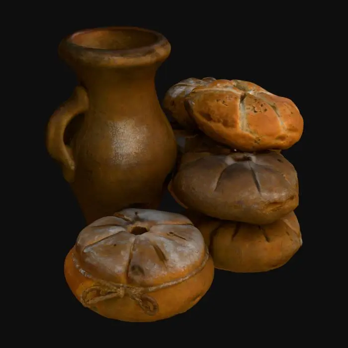 3D model for Earthenware and Rustic Loaves, #food#