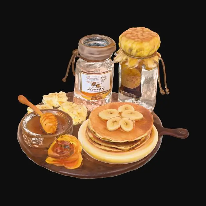 3D model for Miniature Honey Breakfast, #food#