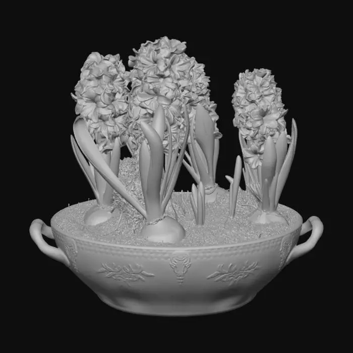 3D model for Pink Hyacinths in an Ornate Planter