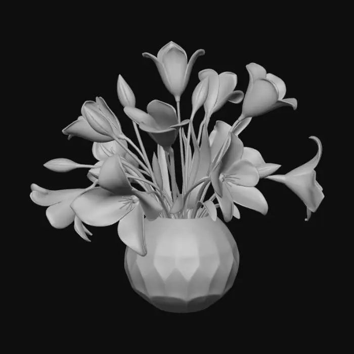 3D model for Tuberose flowers in a pale pink mother of pearl vase