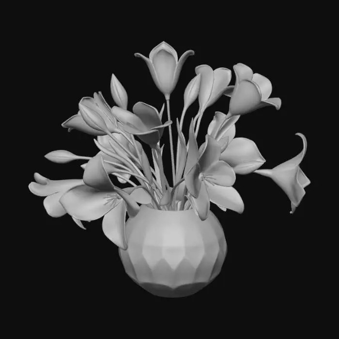 3D model for Tuberose flowers in a pale pink mother of pearl vase