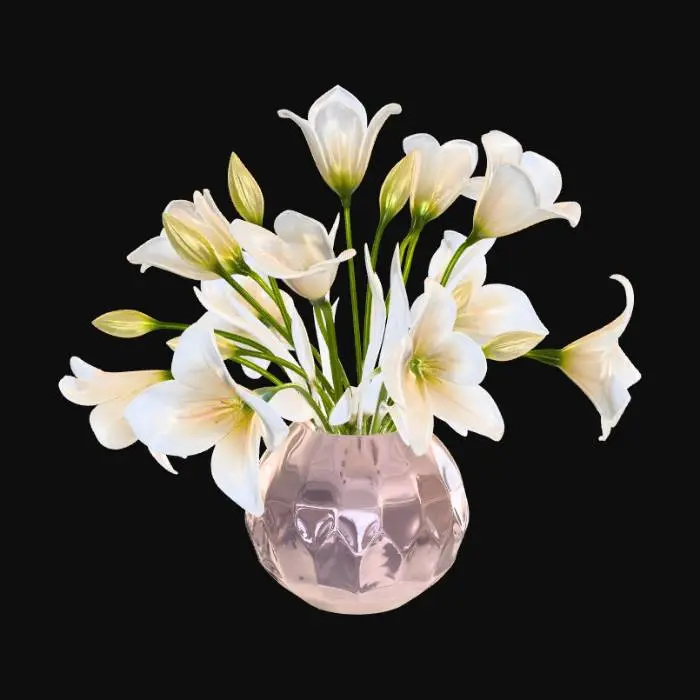 3D model for Tuberose flowers in a pale pink mother of pearl vase