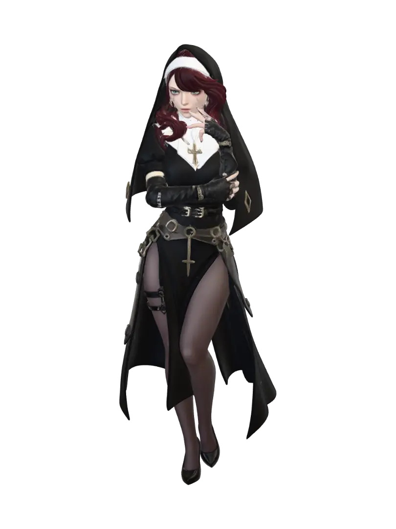 Crimson Nun 3D model, vytvořený pomocí AI