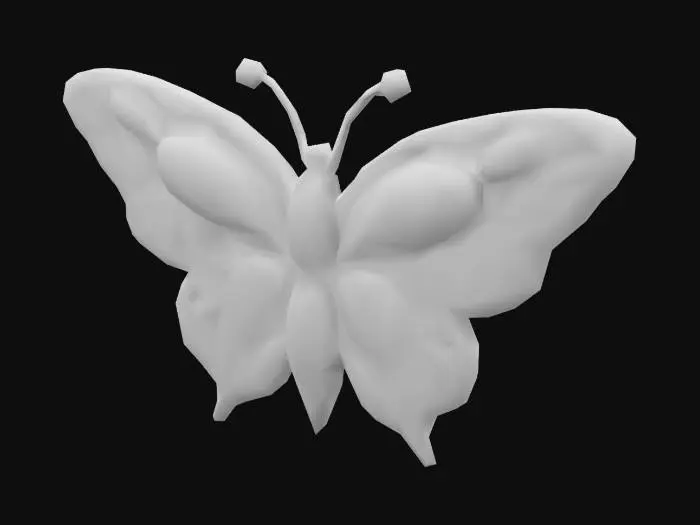 3D model for Butterfly badge made of sparkling jewels and silver. Brooch style. 