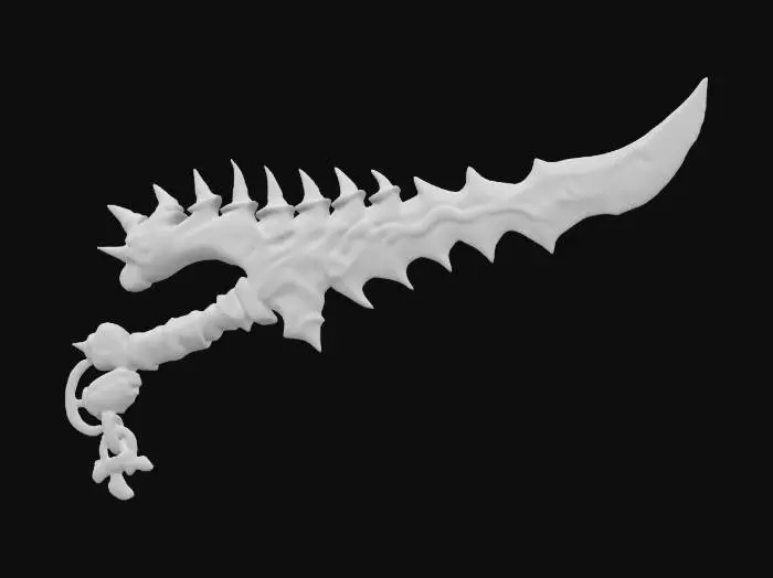 3D model for A big heavy large bone blade weapon. it is adorned With ancient paleolithic bone spikes. World of warcraft style fantasy weapon. #ChronoForgeWeapon#