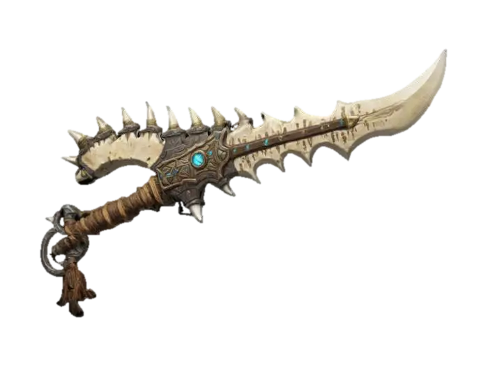 A big heavy large bone blade weapon. it is adorned With ancient paleolithic bone… - Spike 3D model, vytvořený pomocí AI