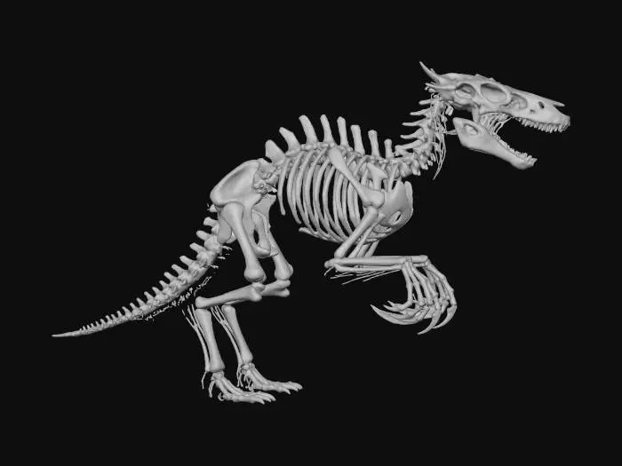 3D model for a warped and twisted horror skeleton of an unknown creature, something like an alien or dinosaur, #Halloween2025#