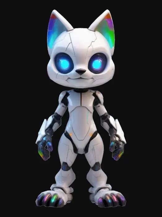 3D model for A Protogen furry character. no tail. A-Pose. 