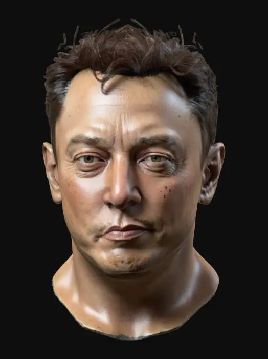 3D model for Elon Musk, High detail Head Bust. 