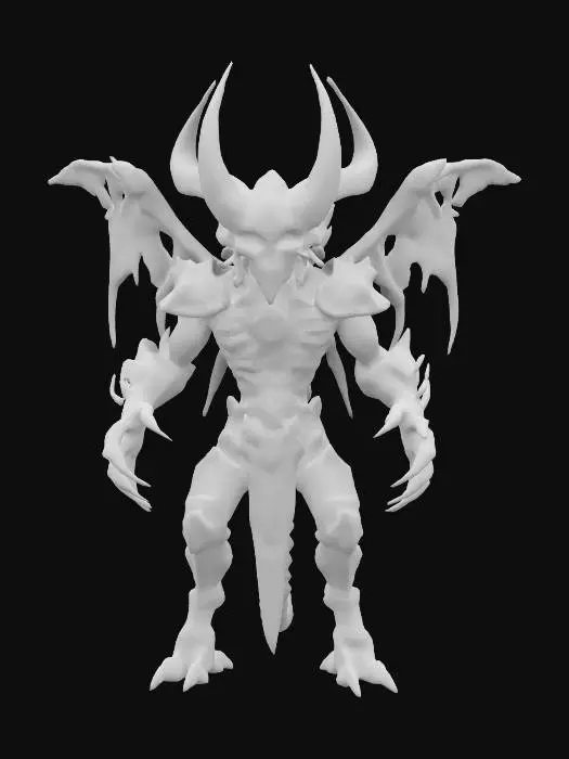 3D model for Devil_Demon black skull headed chaos Demon WH40K Style, Highest details, natural colors, well lit, dark presence, Khorne, Blood God, Armor is made of dark rough metal, surface patterns are slightly HR Giger inspired, Xenomorph,