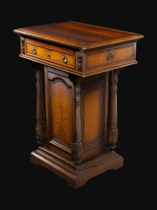 3D model for A podium desk, Victorian style, old antique furniture aesthetic. 