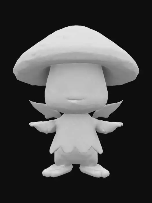 3D model for #fairy#, a toadstool fairy cute character with , #fairy#, Mushroom spore helmet,  T Pose , #fairy#