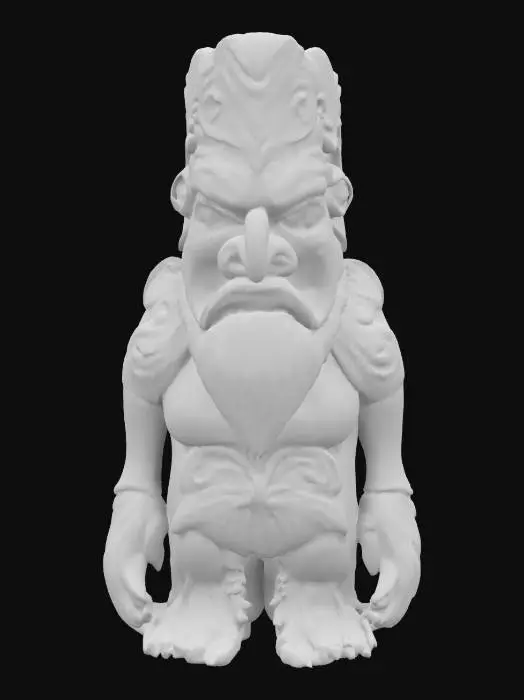 3D model for [New Zealand], a traditional maori carving with rainbow colorscheme and glowing eyes 