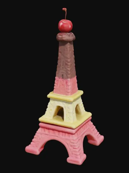 3D model for [Paris] The Eifel tower made of ice cream, with a cherry on top  #AroundTheWorld#