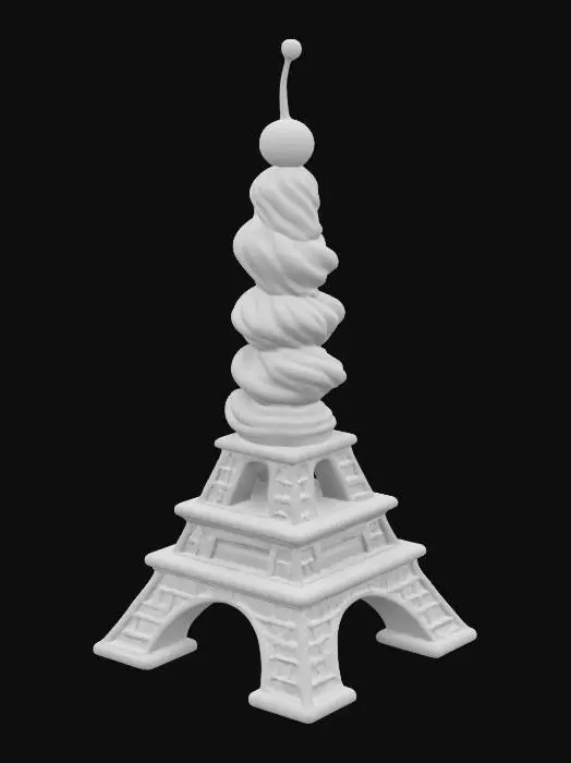 3D model for [Paris] The Eifel tower made of ice cream, with a cherry on top  #AroundTheWorld#