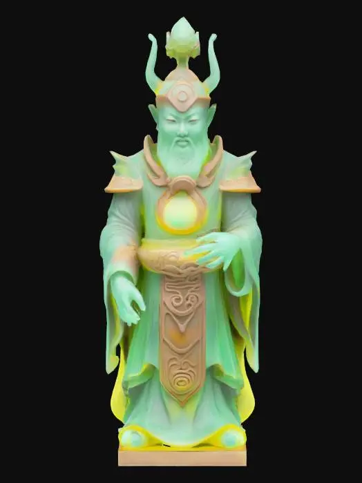 3D model for [China] A futuristic Terracotta statue,  made of beautiful swirling misty jade.  #AroundTheWorld#
