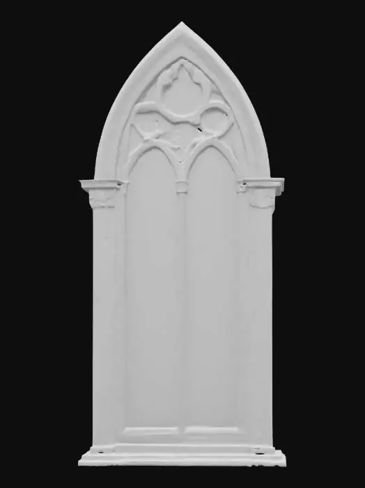 3D model for Starlit Cathedral Emblem
A tall arched emblem shaped like a gothic window, filled with swirling celestial motifs—moon crescents, stars, and nebula-like blues and purples—segmented by intricate dark framework. #Emblem#
