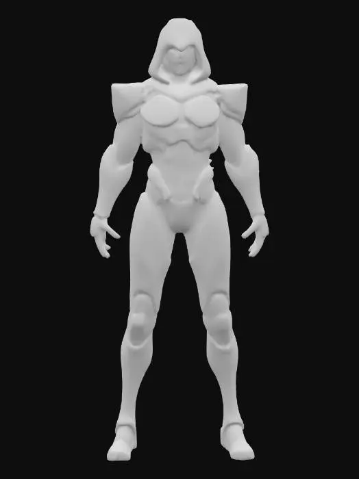3D model for a warrior character, tight non-loose fitting clothing, stylized humanoid character, A-Pose. No weapon. 