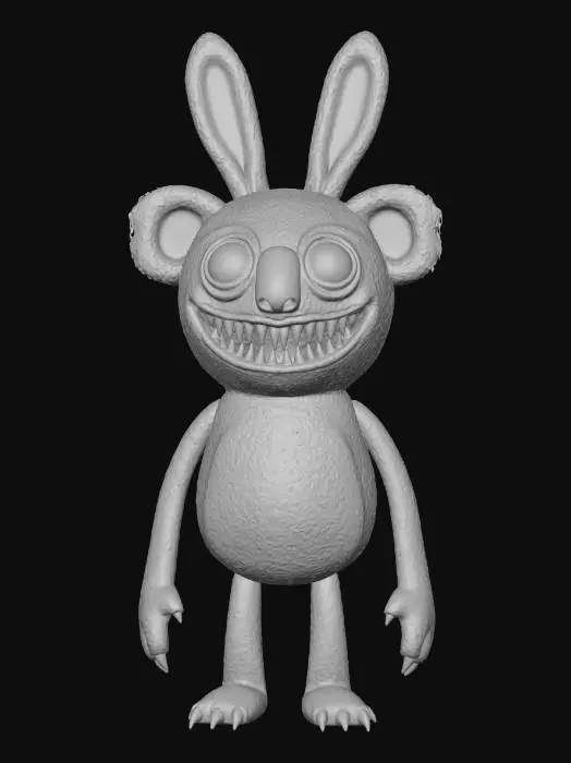 3D model for an evil rabbit koala plush with dripping blood teeth and crazy eyes , #Halloween2025#
