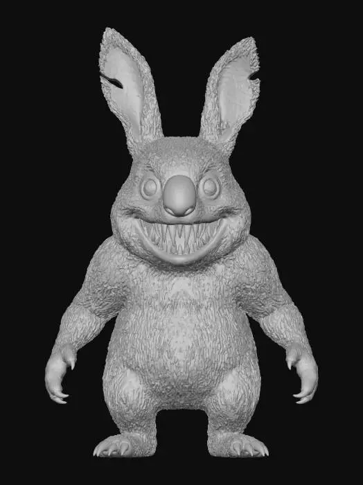 3D model for an evil rabbit koala with dripping blood teeth and crazy eyes , #Halloween2025#