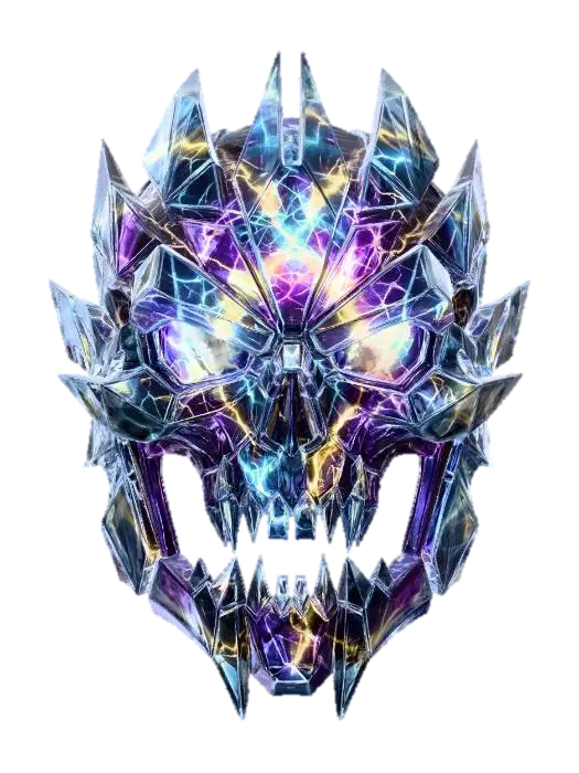 Electric Crystal Skull 3D model, vytvořený pomocí AI