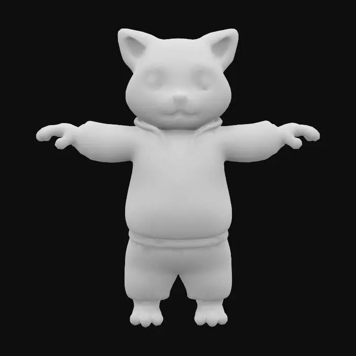 3D model for A male red panda character, anthropomorphic style with realistic fur and comfortable clothing.  t-pose 