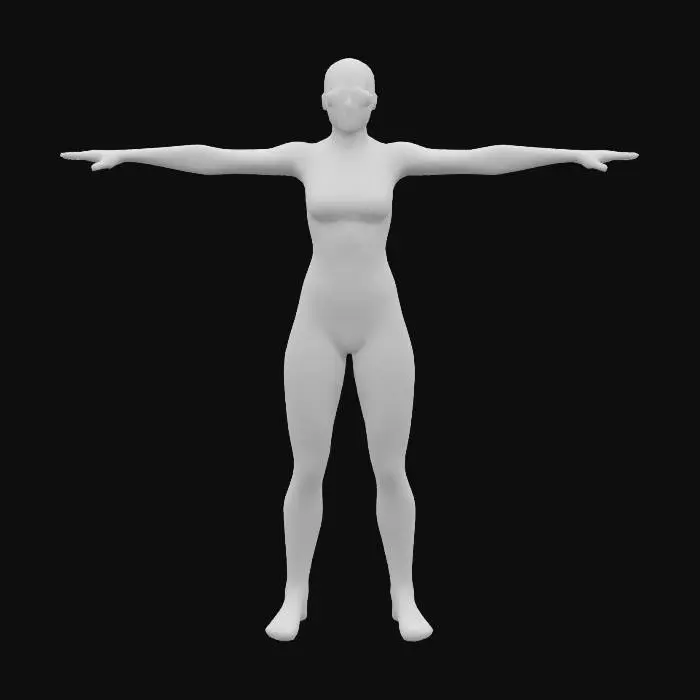 3D model for Trinity from the Matrix. T-Pose Female character in full body black licra outfit and Sunglasses. 