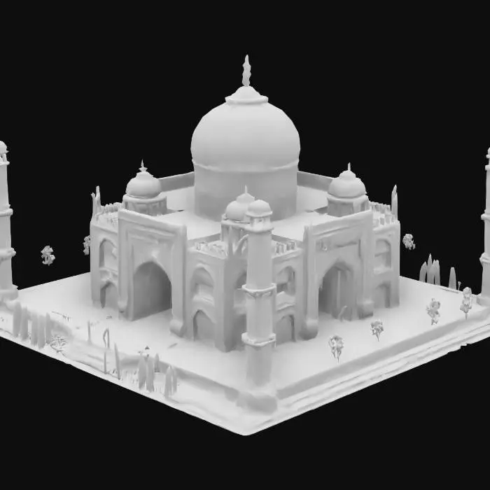 3D model for [India]  Cyberpunk Taj Mahal glowing with neon lights