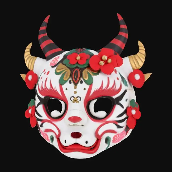 3D model for [Japan] An Oni Mask in the style of hello kitty 