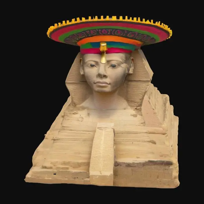3D model for [Egypt] The great pyramid of Giza, wearing a sombrero hat. #AroundTheWorld#