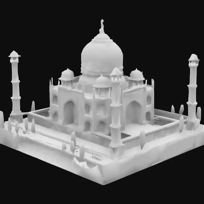 3D model for [India] The Taj Mahal, in neon cyberpunk style #AroundTheWorld#