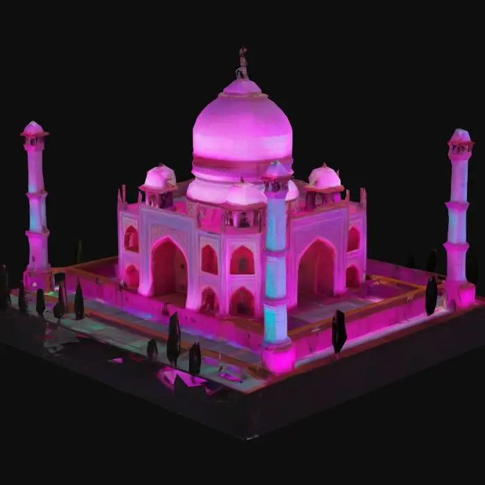 3D model for [India] The Taj Mahal, in neon cyberpunk style #AroundTheWorld#