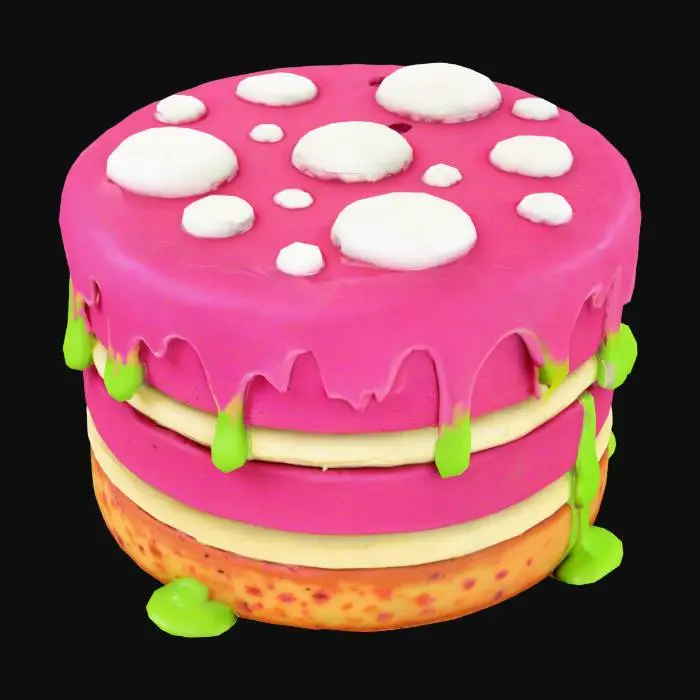 3D model for Bubblegum Drip cake, the traditional food of the lost Meshy Alien Civilization #AroundTheWorld#