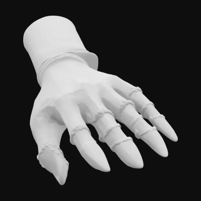 3D model for A solid gold claw hand, with shiny reflective surface. 