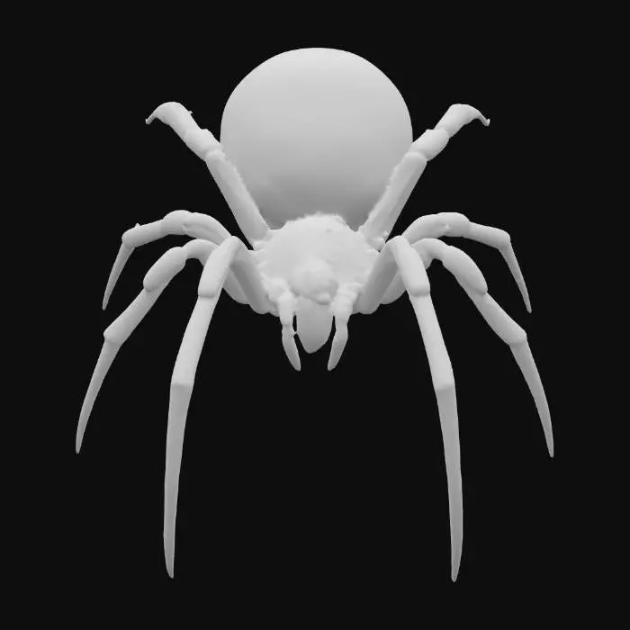 3D model for a black widow spider with red markings and patterns
