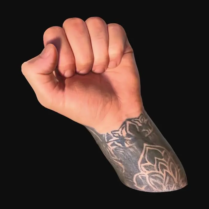 3D model for Clenched Fist with Tattooed Forearm