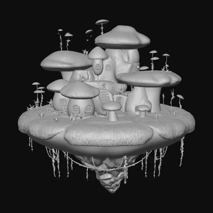 3D model for Mossy Sky Island Village