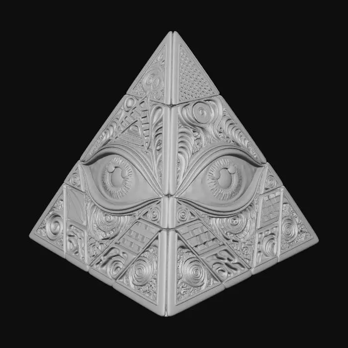 3D model for A pyramid style puzzle cube, All-Seeing Eye with fractal geometry.