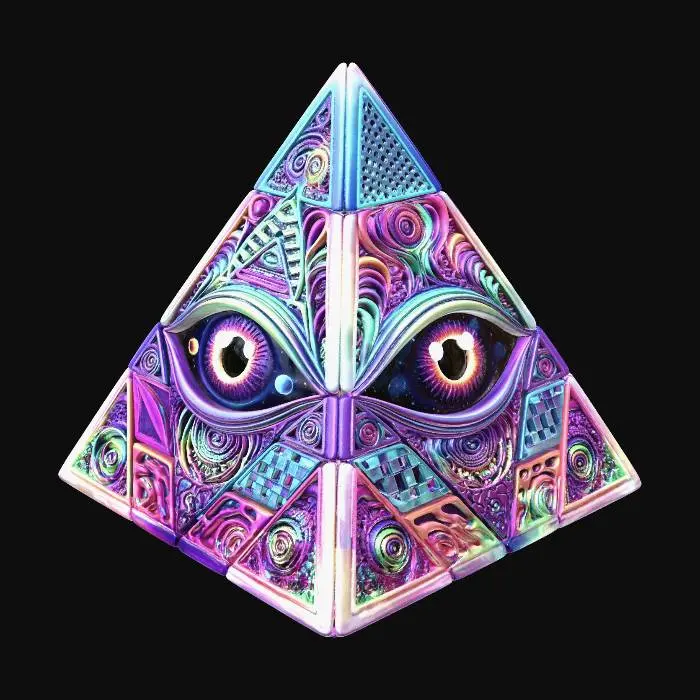 3D model for A pyramid style puzzle cube, All-Seeing Eye with fractal geometry.