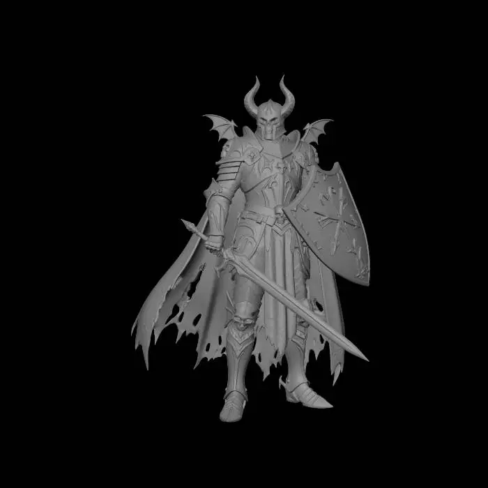 3D model for Change it so that it's just a suit of armor, empty, hanging on a display stand, not an actual character. White background