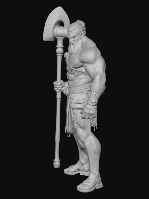 3D model for Cyklop z wielką maczugą w prawej dłoni