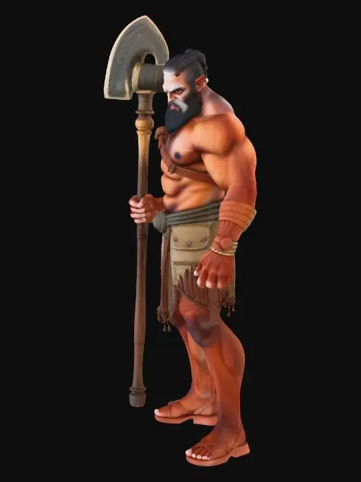 3D model for Cyklop z wielką maczugą w prawej dłoni